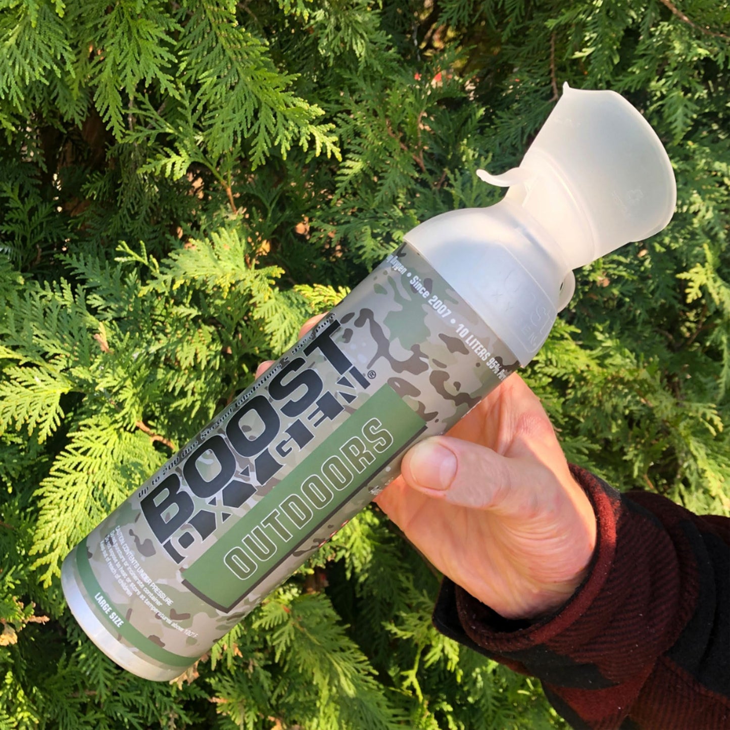 Boost Oxygen Canned 10 Liter Natural Flavored Oxygen Boost Portable Canister Bottle for High Altitudes, Athletes, and More, Green/Silver (5 Pack)