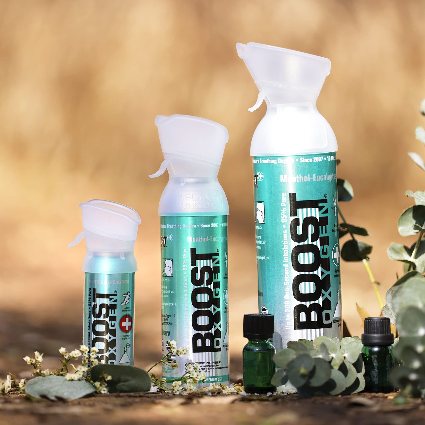 Boost Oxygen Canned Oxygen for Breathing for Home Use, Exercise, or Altitude Sickness, Includes Sealed Cap & Mask, 5L Canister, Multicolor, Pack of 4