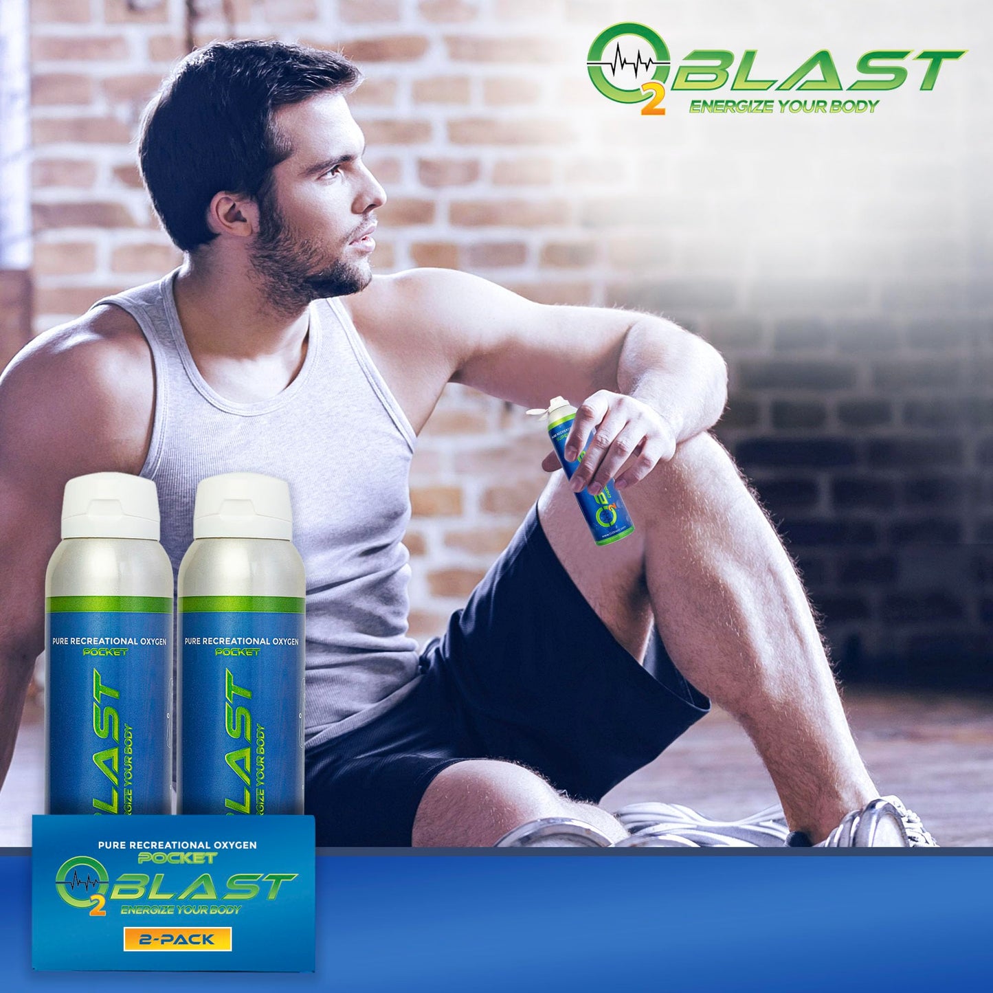 O2 Blast, Pure Oxygen Supplement, Quick Recovery for Exercise and Focus. Sanitary Flip Top Cap (4 Liter Oxygen Canisters - 3 Pack - Natural)
