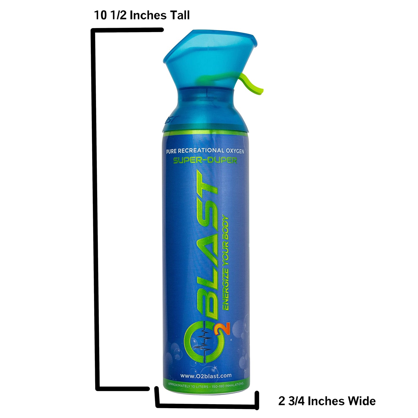 O2 Blast, Pure Oxygen Supplement, 10L Portable Can with Custom Breathing Mask for Respiratory Support, Elevate Oxygen Levels, Speed Recovery Time, Perfect for High Altitude & Sports Recovery (3-Pack)