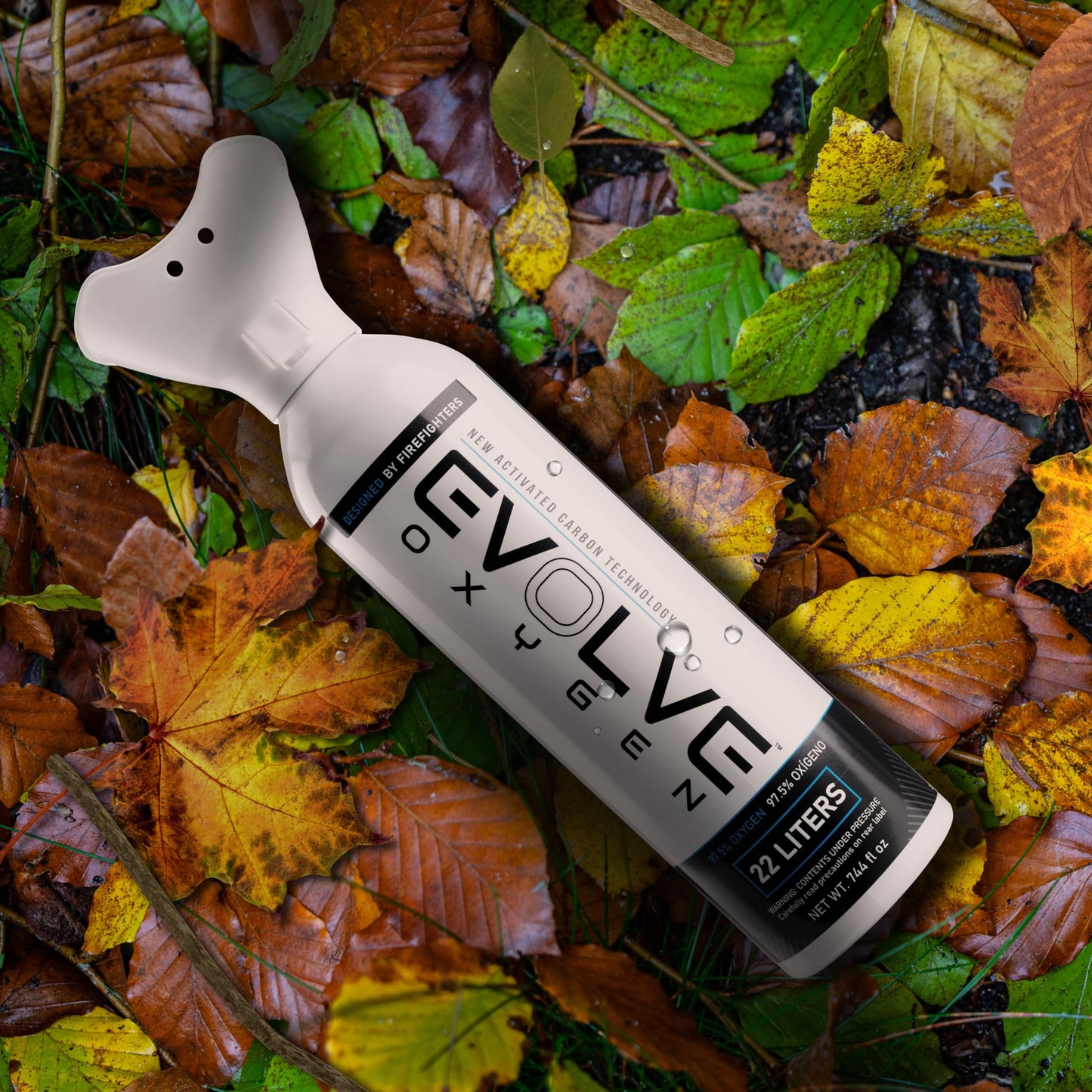 EVOLVE 22-Liter Pure Oxygen Canister with Breathing Cup | Portable Oxygen Can | Ideal for Home Use and Outdoor Activities | Designed by Firefighters | Made in The USA | Pack of 3