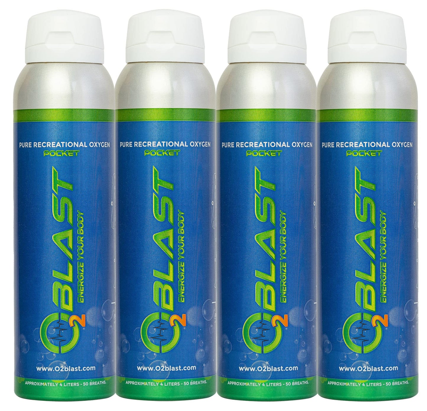 O2 Blast, Pure Oxygen Supplement, Quick Recovery for Exercise and Focus. Sanitary Flip Top Cap (4 Liter Oxygen Canisters - 3 Pack - Natural)