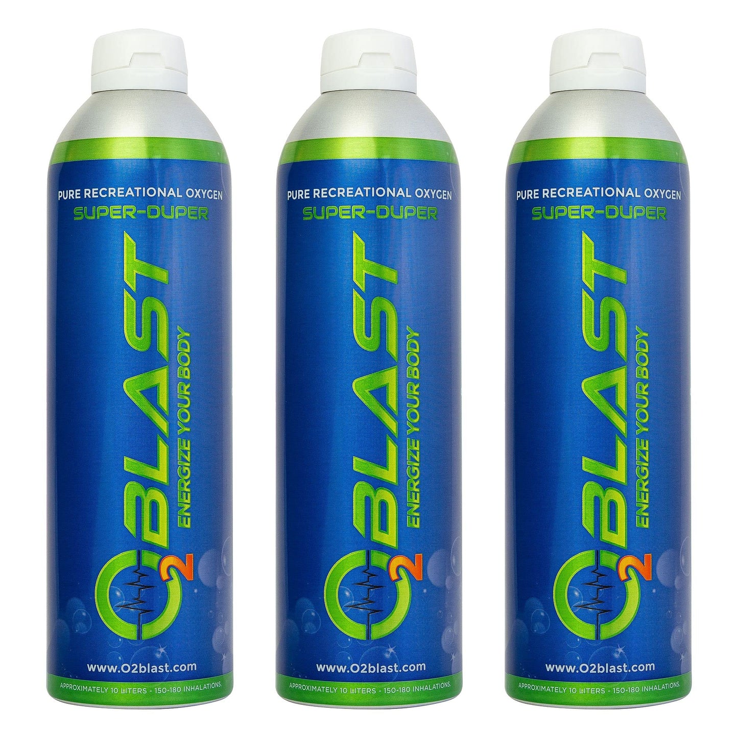 O2 Blast 95-99% Pure Oxygen, 10 Liter 3 Pack Portable Can with Sanitary flip top Cap, Increase Stamina & Reduce Recovery Time, Ideal for High Altitude & Sports Recovery