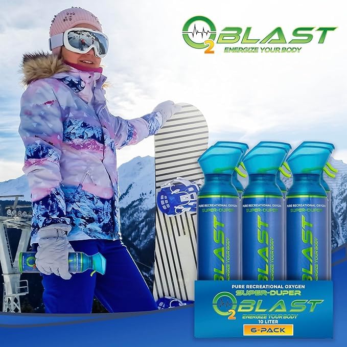 O2 Blast, Pure Oxygen Supplement, 10L Portable Can with Custom Breathing Mask for Respiratory Support, Elevate Oxygen Levels, Speed Recovery Time, Perfect for High Altitude & Sports Recovery (3-Pack)