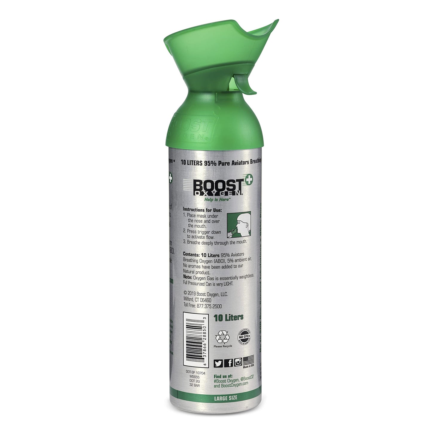 Boost Oxygen 10 Liter Canned Oxygen (2 Pack) and 5 Liter Canned Oxygen (3 Pack) with Built-in Mouthpiece for High Altitudes and Recovery, Flavorless