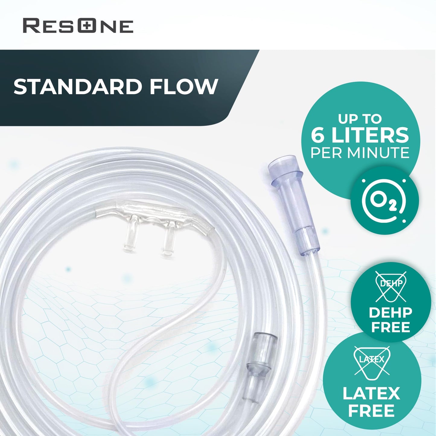 ResOne 4Ft Soft Adult Oxygen Nasal Cannula 5-Pack - Curved Prongs, Crush-Resistant Tubing - Nasal Tubes, Oxygen Concentrator Supplies - Soft Curved Nose Piece, Standard Size, Standard Flow 6 LPM
