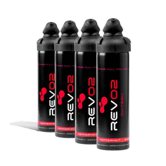 Peppermint Portable Oxygen Canister - Zero Leak Mouth Piece, Rotating Trigger Lock, 98% Pure O2 to Boost Athletic Performance, Natural Energy, Recovery & High Altitude Relief - 4 Pack 10L Large