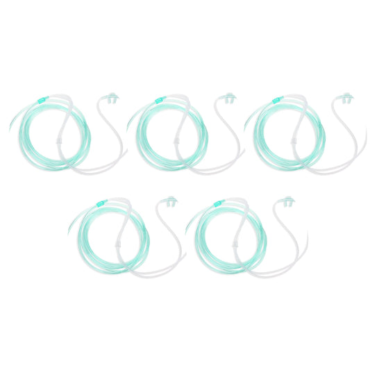 Dealmed Adult Standard Nasal Cannula – Straight with 7 ft (2.1m), Soft Green, Cannula Nasal Tubing for Oxygen, Highly Visible, Kink Resistant, Lightweight Tubing (5 Pack)