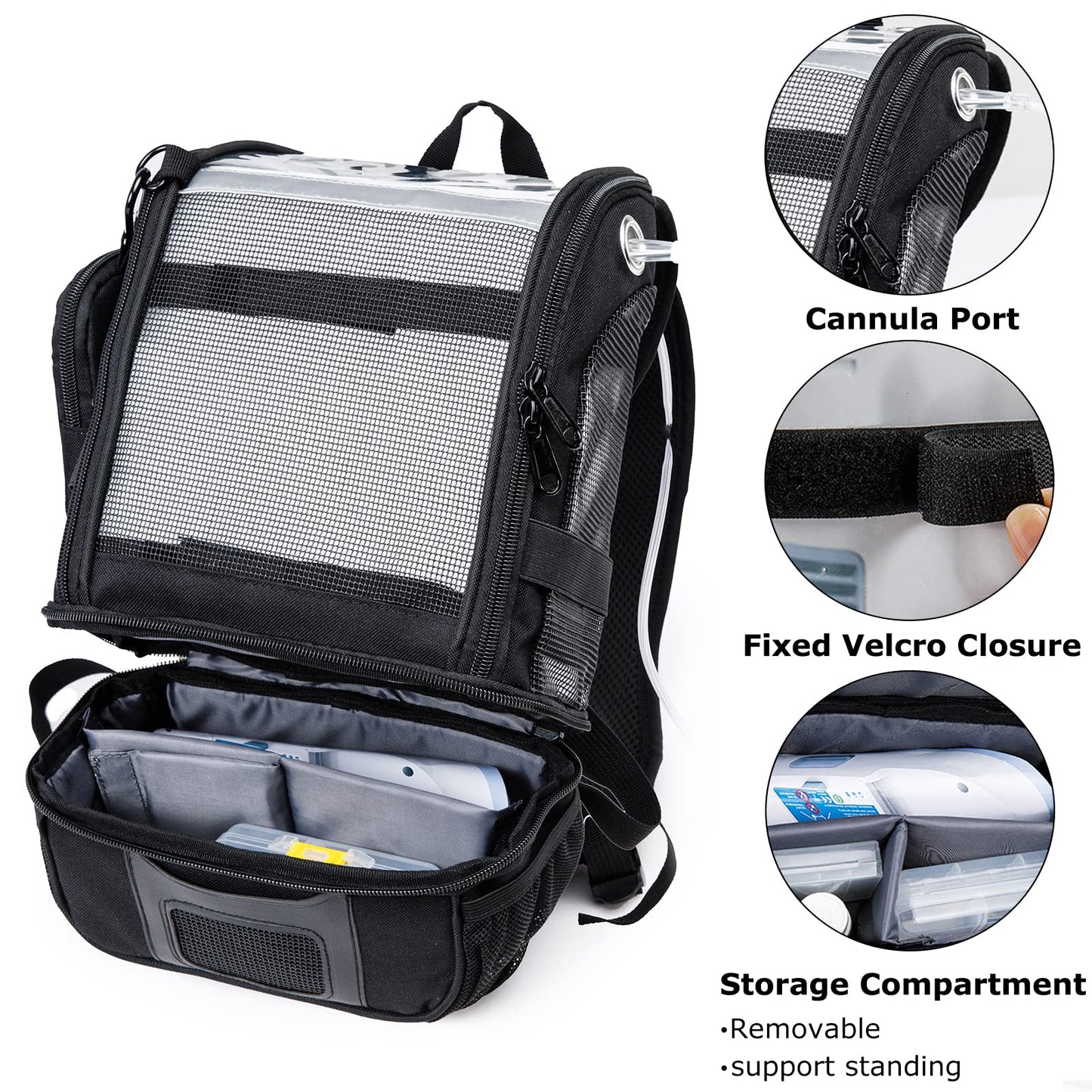 BAGSFY Portable Oxygen Concentrators Backpack Compatible with Inogen One G3 & Inogen One G5, Inogen Rove 6, Lightweight Oxygen Machine Carrying Bag (Black)
