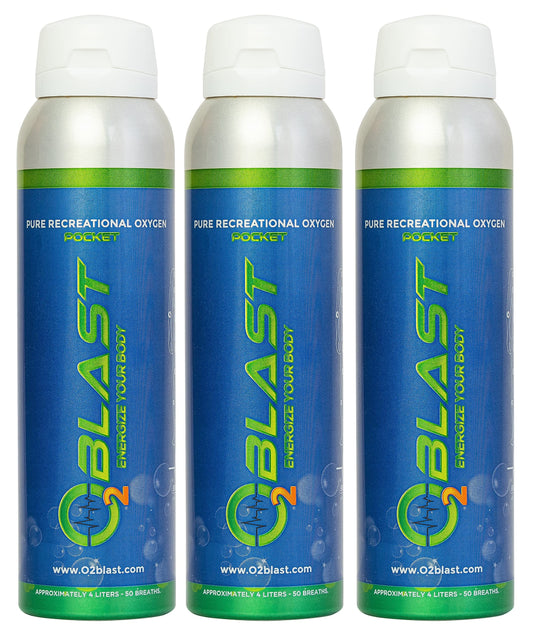 O2 Blast, Pure Oxygen Supplement, Quick Recovery for Exercise and Focus. Sanitary Flip Top Cap (4 Liter Oxygen Canisters - 3 Pack - Natural)